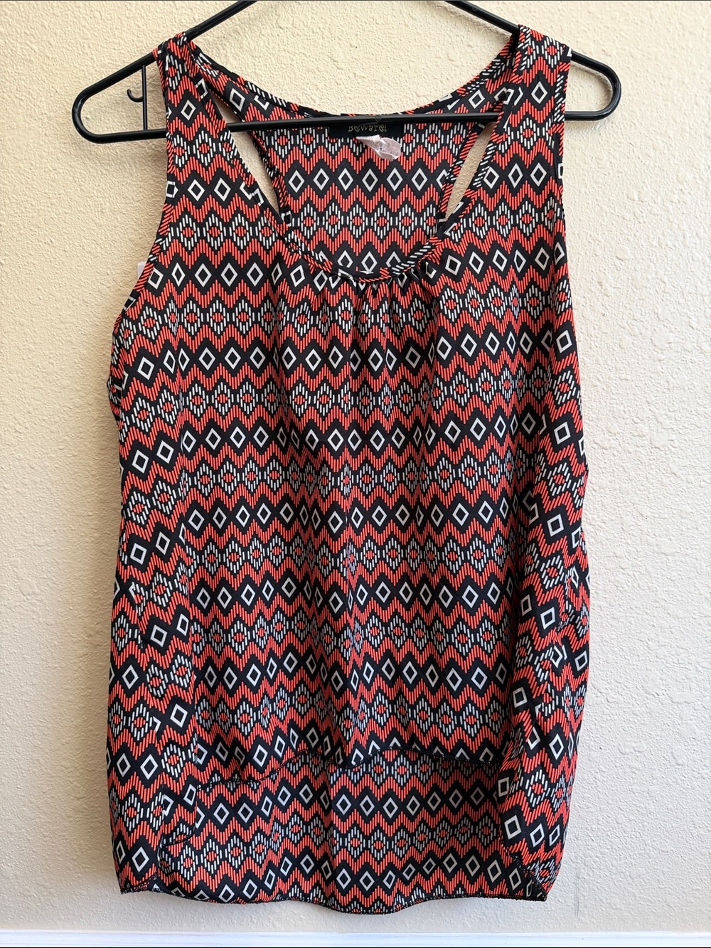 Geometric Print Tank Top - Coral Black